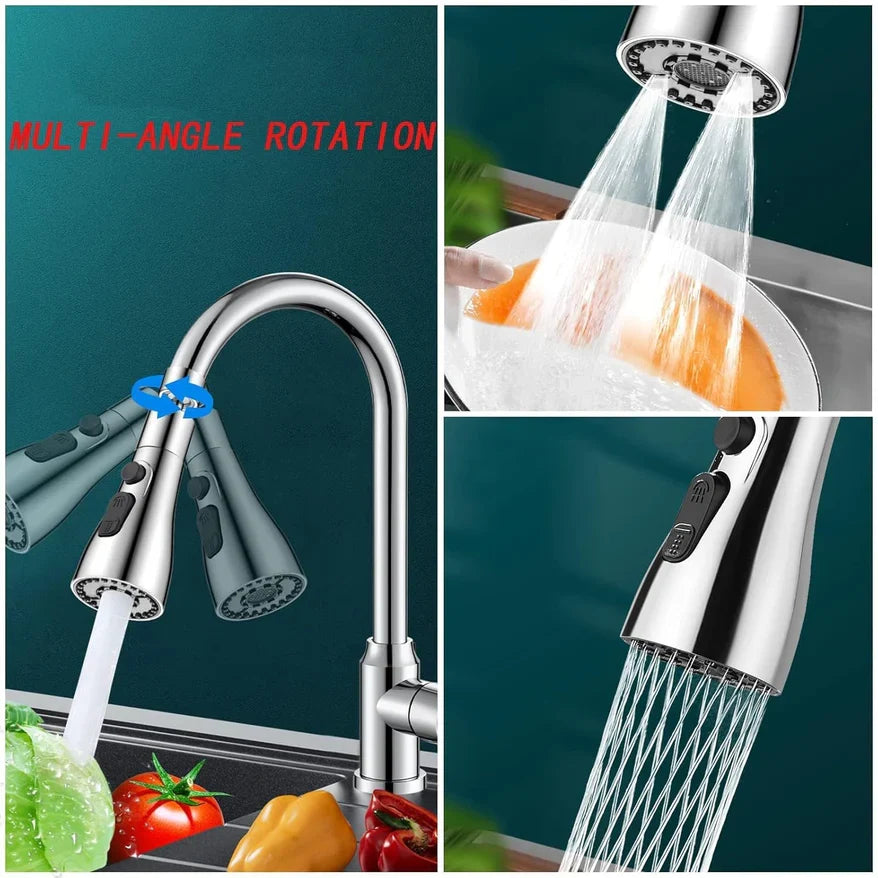 3-Function Pull Down Kitchen Faucet with 360° Rotating Sprayer